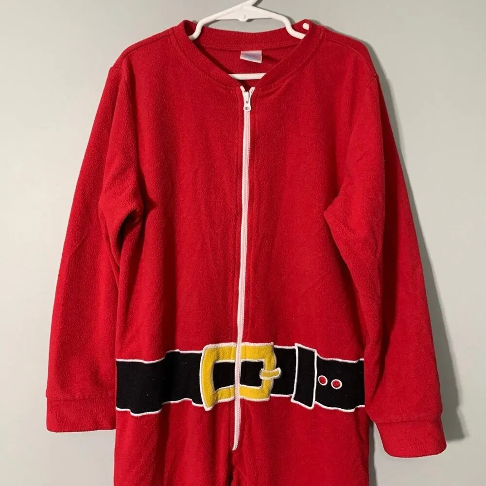 5/$25 The Children's Place Kids Red Santa Fleece Pajamas Size M 7/8‎ Sleeper